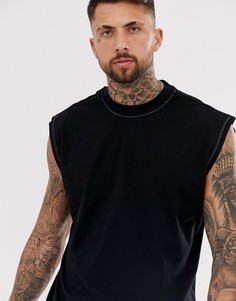 Черный жилет в стиле oversized с контрастной строчкой ASOS DESIGN-Черный цвет