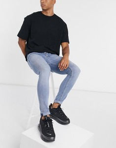 Светло-голубые джинсы из органического хлопка с напылением Topman-Голубой