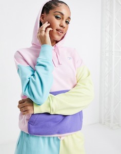 Худи розового и желтого цвета в стиле колор блок PUMA Downtown – эксклюзивно для ASOS-Розовый цвет