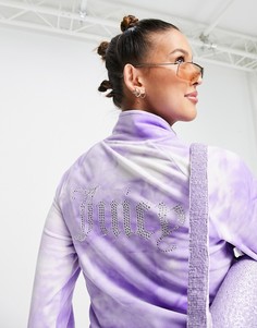 Велюровая олимпийка на молнии с принтом тай-дай и логотипом из стразов на спине (от комплекта) Juicy Couture-Фиолетовый цвет