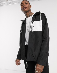 Черная куртка на молнии с белыми вставками ASOS DESIGN-Черный