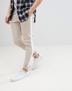 Белые супероблегающие брюки с полосками ASOS-Neutral