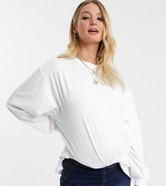 Белый oversized-лонгслив с манжетами ASOS DESIGN Maternity