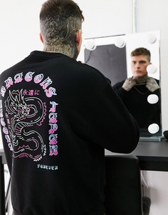 Черный oversized-свитшот с принтом дракона на спине ASOS DESIGN