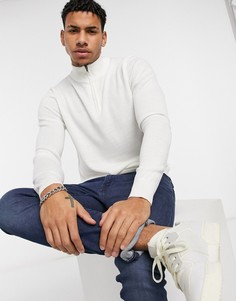 Белый мягкий джемпер с короткой молнией 1/4 Threadbare