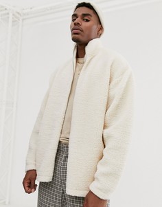 Кремовая плюшевая oversized-олимпийка ASOS DESIGN-Бежевый