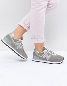 Серые замшевые кроссовки New Balance 574-Серый