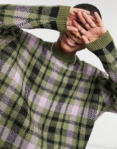 Зеленый джемпер из фактурного трикотажа с отворачивающимся воротником ASOS DESIGN-Зеленый цвет