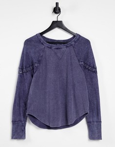 Голубой трикотажный лонгслив Free People Luella