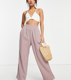 Джоггеры из жатого хлопка цвета розового вереска ASOS DESIGN Petite-Розовый цвет