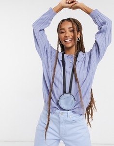 Синий oversized-джемпер в стиле регби с воротником и карманом ASOS DESIGN-Голубой