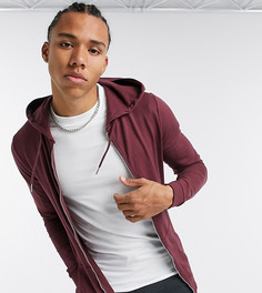 Бордовый облегающий худи из органического хлопка на молнии ASOS DESIGN Tall-Красный