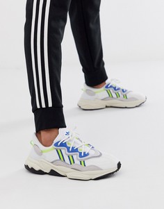 Белые кроссовки с тремя разноцветными полосками adidas Originals Ozweego-Белый