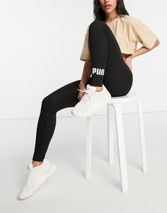 Черные леггинсы с логотипом Puma Essentials-Черный цвет