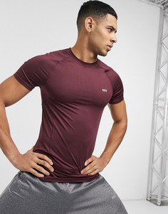 Бордовая облегающая футболка из быстросохнущей ткани ASOS 4505-Красный
