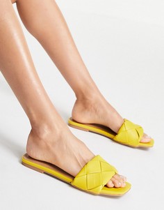 Желтые плетеные сандалии на плоской подошве ASOS DESIGN Forty-Желтый
