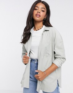 Вельветовая рубашка в стиле oversized шалфейно-зеленого цвета Pimkie-Зеленый цвет