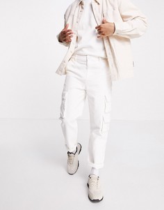 Серовато-белые укороченные брюки карго ASOS DESIGN-Белый