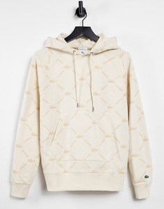 Кремовый худи с логотипом-монограммой от комплекта Lacoste-Белый