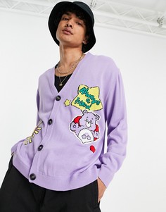 Сиреневый трикотажный oversized-кардиган с принтом "Care Bears" ASOS DESIGN-Фиолетовый цвет