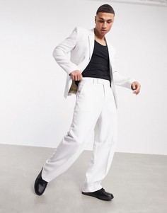 Фактурные брюки ледяного серого цвета с широкими штанинами ASOS DESIGN-Серый