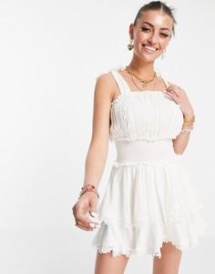 Белое платье мини с оборками River Island-Белый