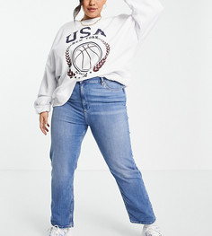 Выбеленные джинсы-сигареты с завышенной талией ASOS DESIGN Curve-Голубой