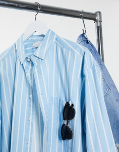 Голубая oversized-рубашка в стиле 90-х в оксфордскую полоску ASOS DESIGN-Голубой