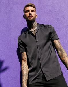 Черная рубашка с короткими рукавами ASOS DESIGN-Черный