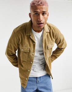 Светло-бежевая вельветовая рубашка навыпуск (от комплекта) ASOS DESIGN-Нейтральный