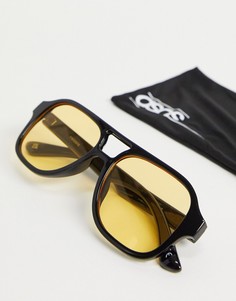 Солнцезащитные очки в черной оправе с желтыми стеклами ASOS DESIGN-Черный
