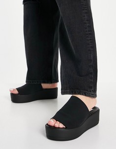 Черные сандалии-слипоны на плоской платформе Steve Madden-Черный
