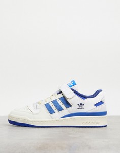 Белые низкие кроссовки с синими вставками adidas Originals Forum 84-Белый