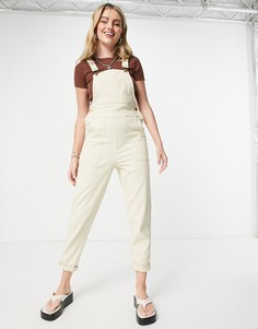 Кремовый саржевый комбинезон с карманами ASOS DESIGN-Многоцветный