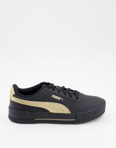 Черные кроссовки с золотистой отделкой Puma Carina Meta20-Черный