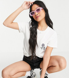 Белая свободная футболка с мультяшным принтом цветов ASOS DESIGN Petite-Белый