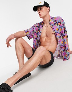 Свободная oversized-рубашка с принтом в стиле 90-х ASOS DESIGN-Голубой