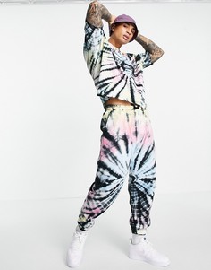 Джоггеры в стиле oversized от комплекта с принтом тай-дай ASOS DESIGN-Многоцветный