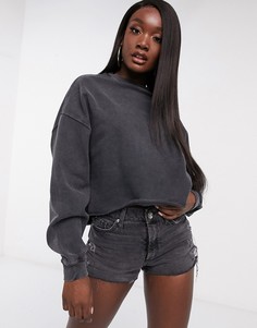 Черный выбеленный oversized-свитшот с необработанным краем ASOS DESIGN-Серый