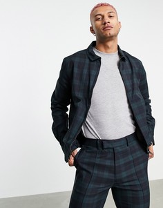 Зеленая строгая куртка-харрингтон в клетку тартан (от комплекта) ASOS DESIGN-Зеленый цвет