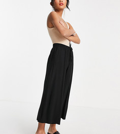 Черные укороченные брюки со шнурком ASOS DESIGN Petite-Черный цвет