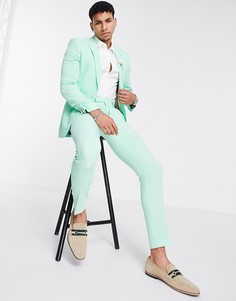 Зеленые свадебные брюки супероблегающего кроя из крепа ASOS DESIGN Wedding-Розовый цвет