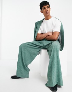 Очень широкие зеленые брюки с принтом в виде штриховки ASOS DESIGN-Зеленый цвет