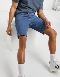 Эластичные джинсовые шорты голубого выбеленного цвета ASOS DESIGN-Голубой