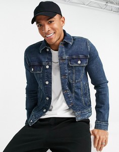 Приталенная выбеленная джинсовая куртка в стиле вестерн ASOS DESIGN-Голубой