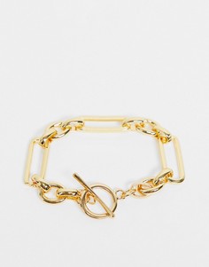 Позолоченный браслет с овальными звеньями и T-образной застежкой Orelia-Золотистый