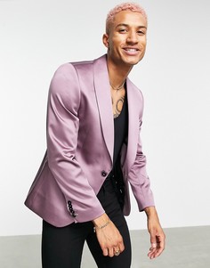 Розовато-лиловый атласный пиджак с широкими лацканами наклонной формы Twisted Tailor-Фиолетовый цвет