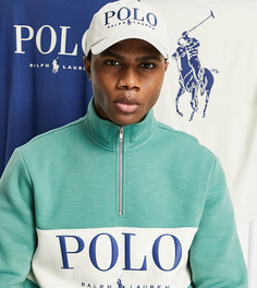 Худи зеленого цвета на короткой молнии, со вставкой с логотипом на груди Polo Ralph Lauren x ASOS-Зеленый цвет