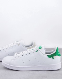 Белые с зеленым кроссовки в стиле колор-блок adidas Originals Sustainable Stan Smith-Белый