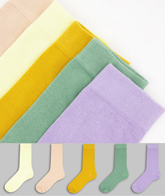 Набор из 5 пар носков до щиколотки пастельных цветов ASOS DESIGN-Многоцветный